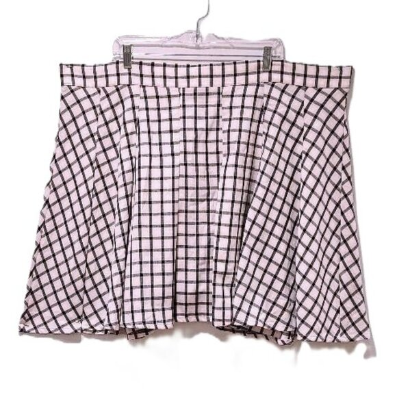 TORRID BLACK PINK WHITE PLAID GOTH ALTERNATIVE PUNK SKATER MINI SKIRT  4 (4X) - Picture 1 of 10